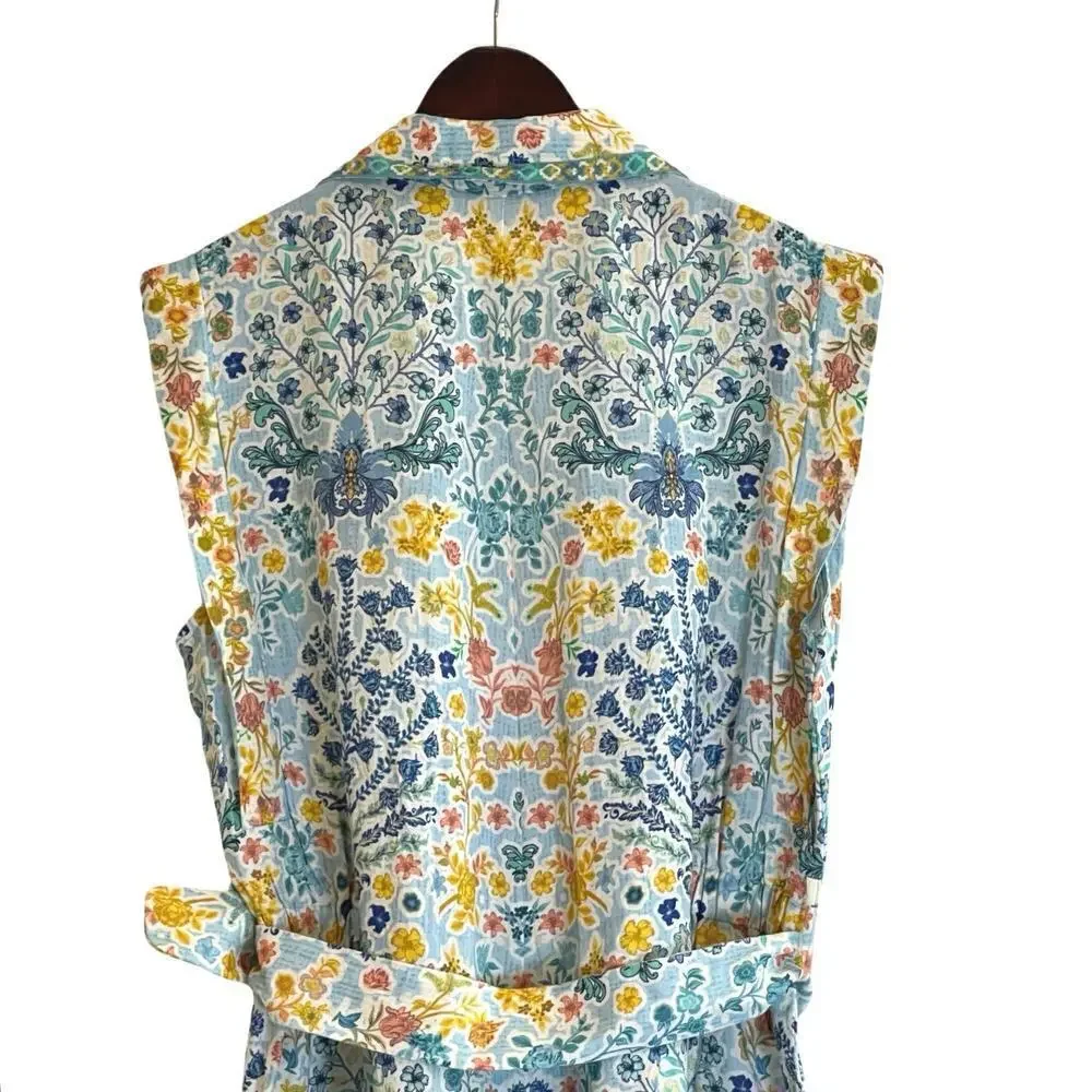 Ranna Gill at Anthropologie Sleeveless Collared Linen Romper Size Large NEW